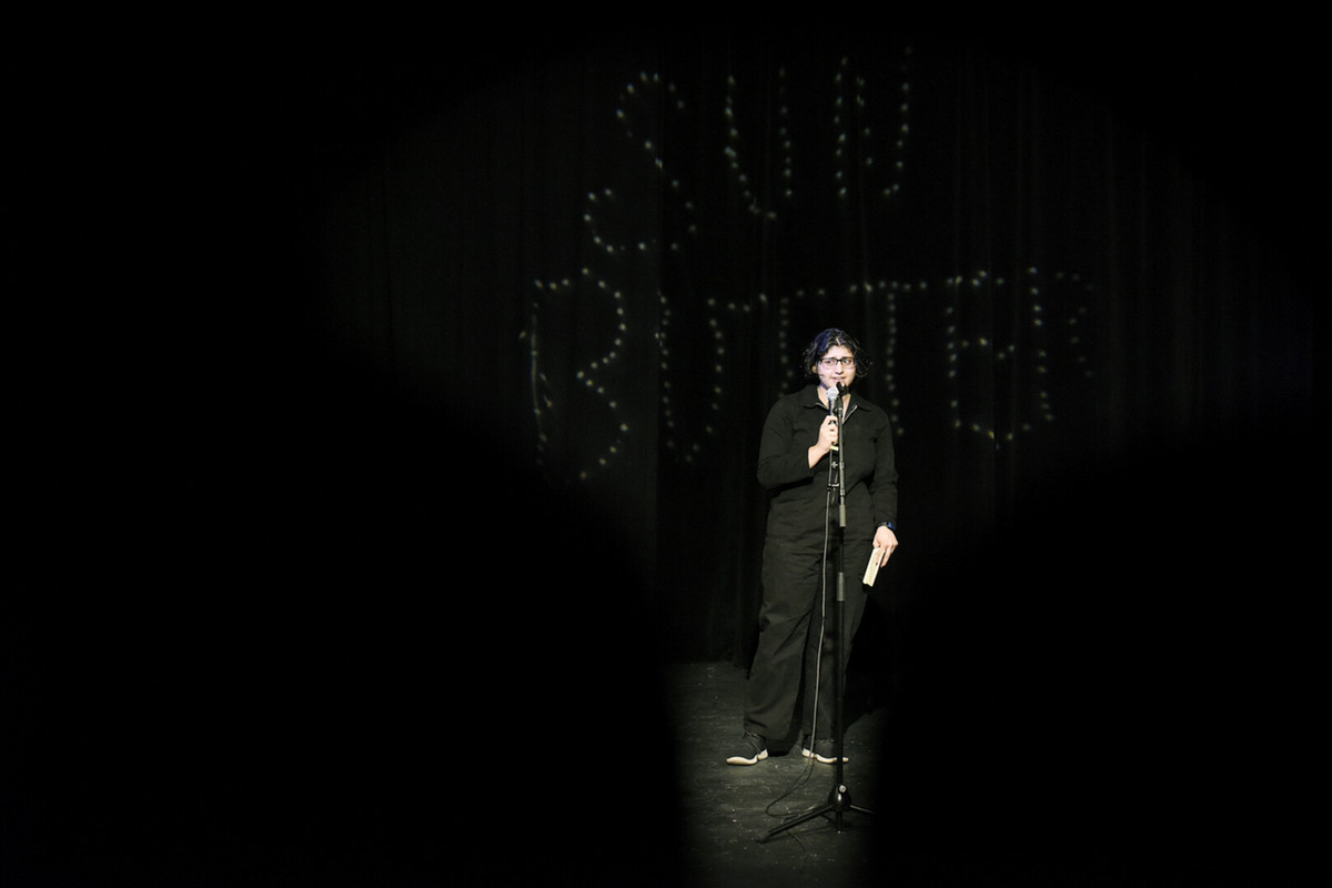 Colorado College students perform stand-up comedy during an evening put on by SunButter, a student-led organization, on Feb. 24 at Taylor Theatre. Photo by Jamie Cotten/ Colorado College